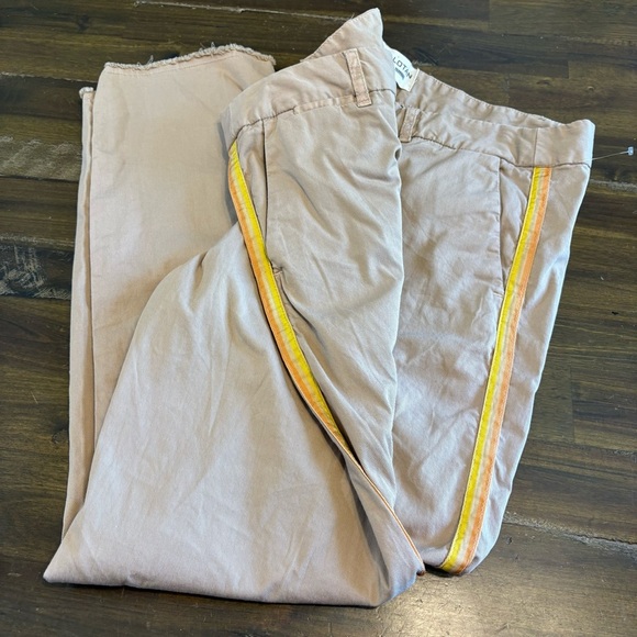 Nili Lotan East Hampton Side Stripe Tape Crop Pants Khaki Tan Preppy Cotton 10 - Picture 13 of 13